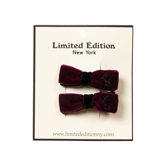 LIMITED EDITION BURGUNDY/BLACK TWO TONE VELVET BOW SET