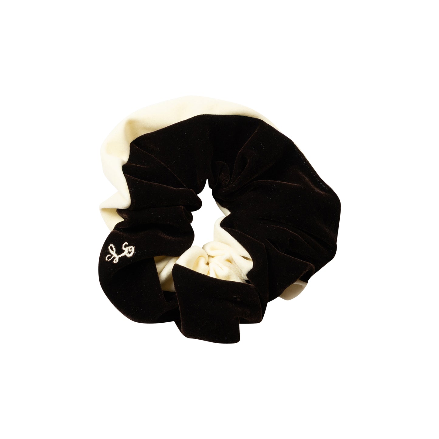 LIMITED EDITION CHOCOLATE/CREAM TWO TONE VELVET SCRUNCHIE