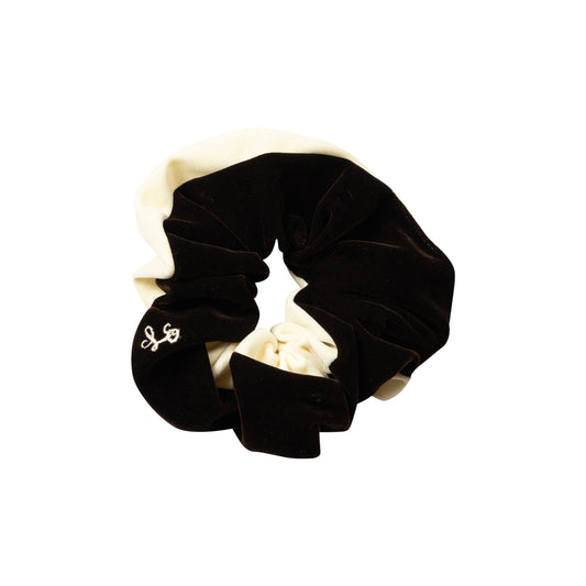 LIMITED EDITION IVORY/BLACK TWO TONE VELVET SCRUNCHIE