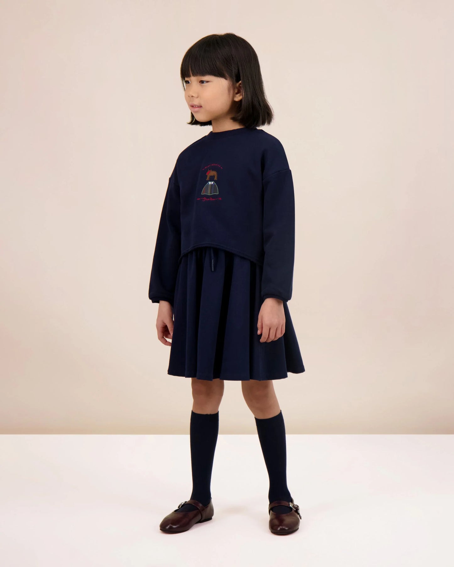 ANALOGIE NAVY PLAID DETAIL GIRL SWEATSHIRT