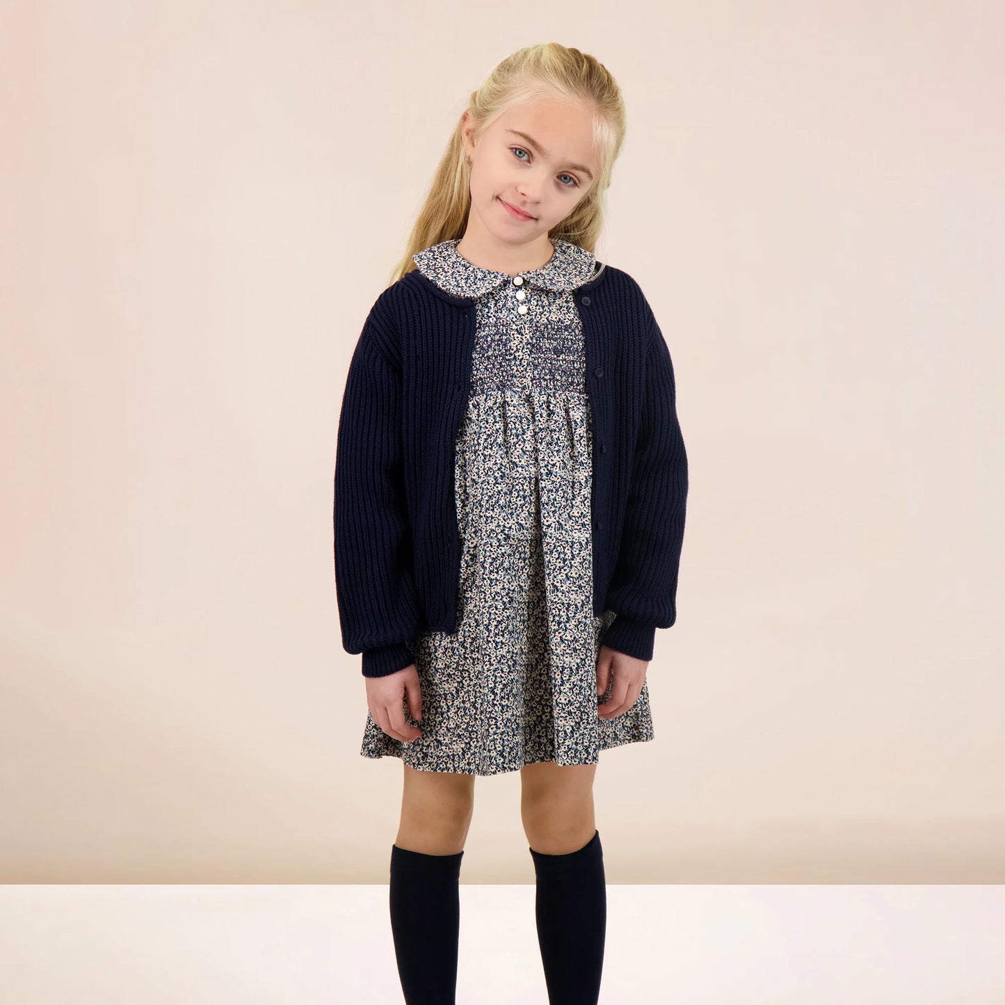 ANALOGIE DUSTY BLUE DAISY FLORAL DRESS