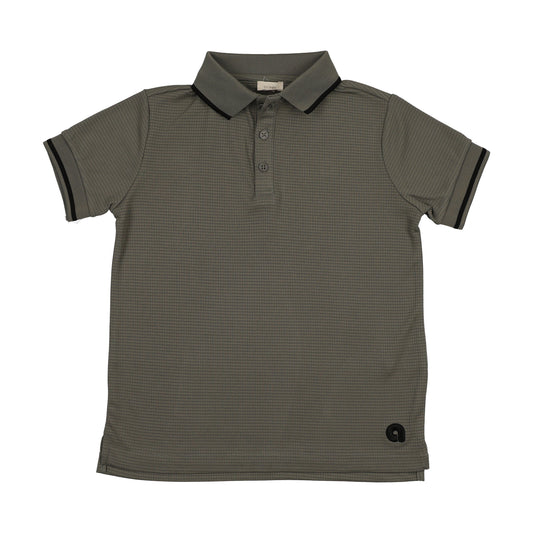 LIL LEGS OLIVE GREEN TEXTURED SPORTS SS POLO
