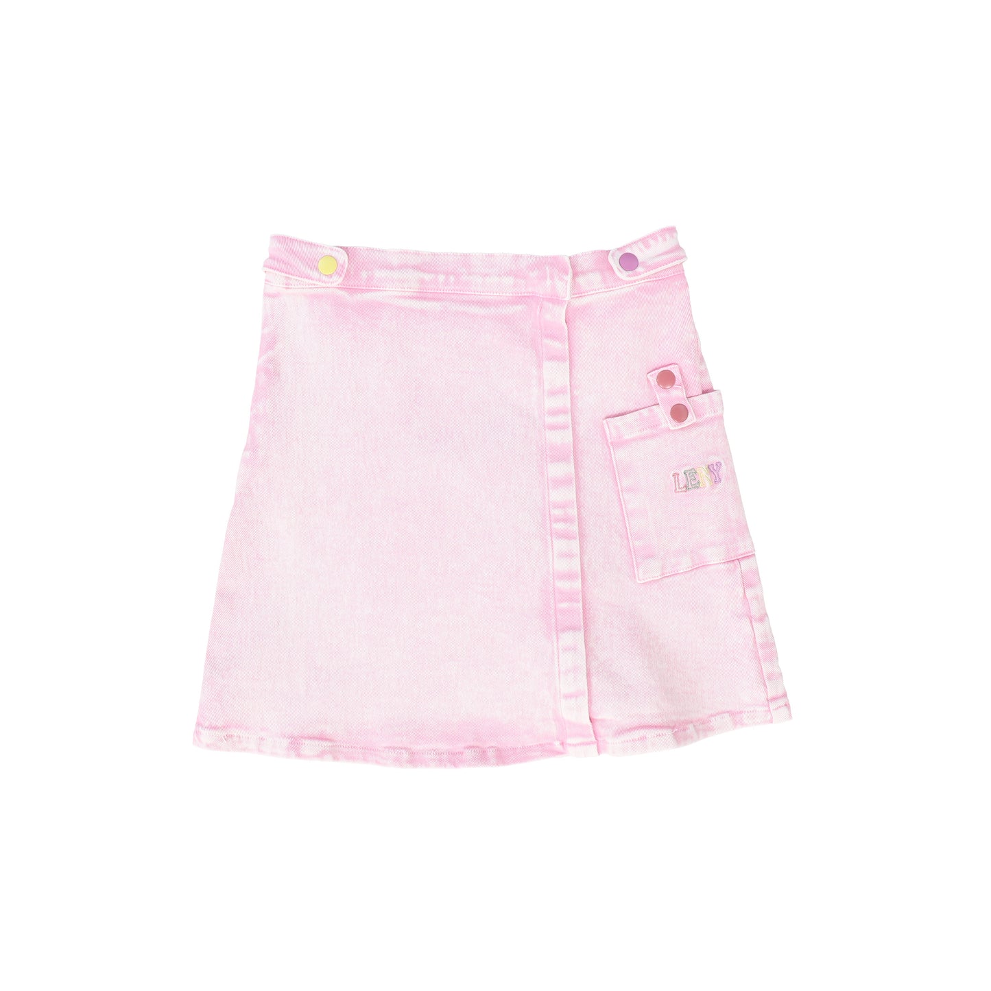 LIMITED EDITION PINK DENIM SNAP TRIM SKIRT