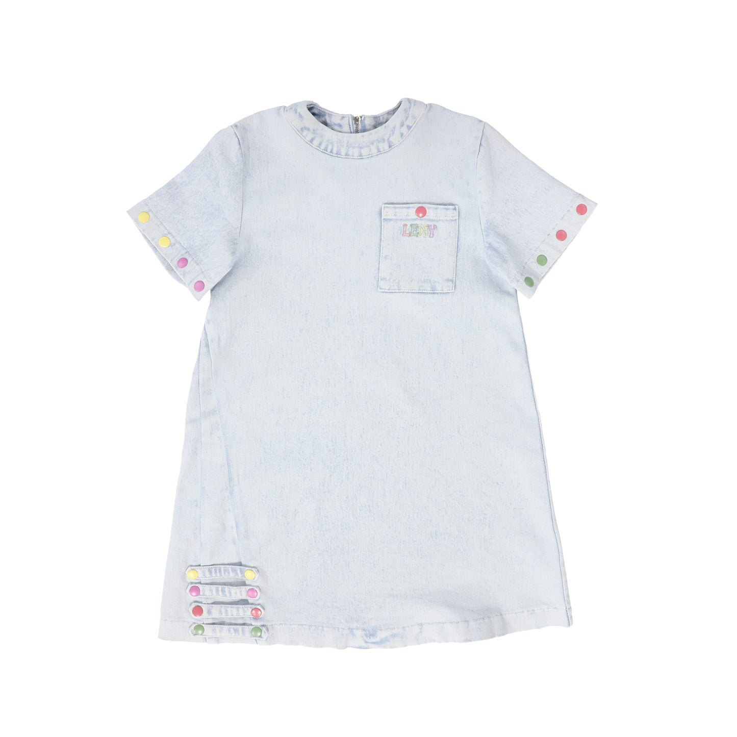 LIMITED EDITION LIGHT BLUE DENIM SNAP TRIM DRESS