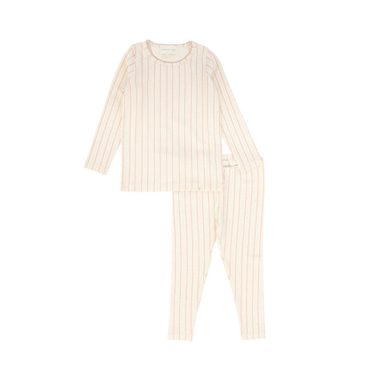 LAMOUR LOU PINK/GREY SCALLOP PRINT PAJAMAS
