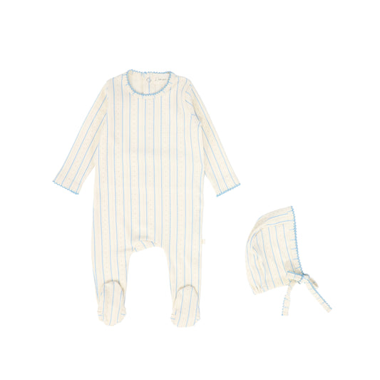 LAMOUR LOU BLUE/GREY SCALLOP PRINT FOOTIE