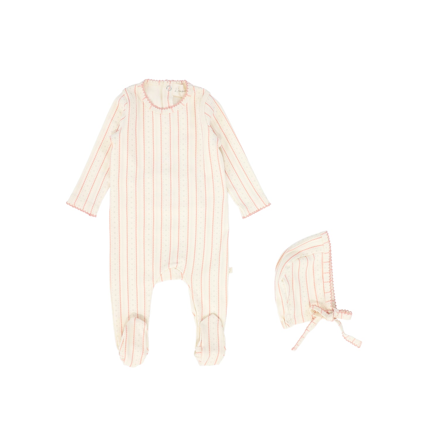 LAMOUR LOU PINK/GREY SCALLOP PRINT FOOTIE