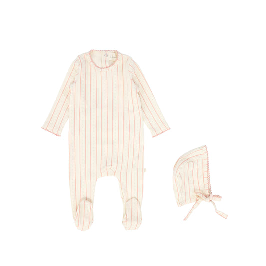 LAMOUR LOU PINK/GREY SCALLOP PRINT FOOTIE