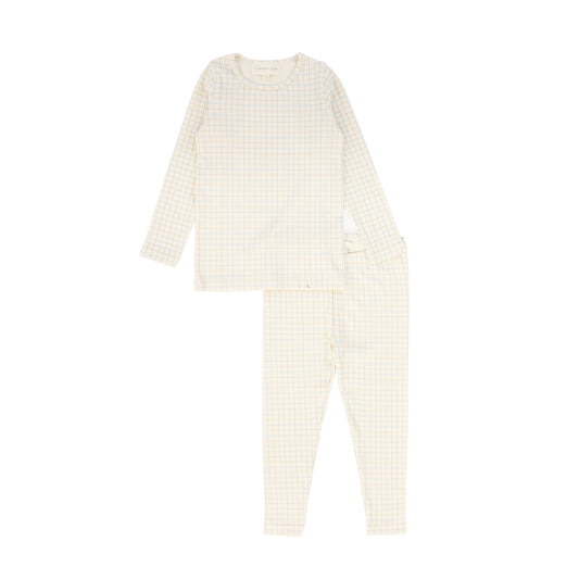 LAMOUR LOU BLUE/BROWN PLAID PAJAMAS
