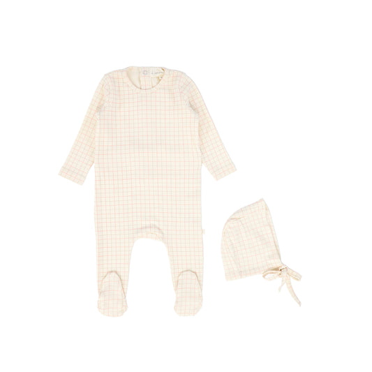 LAMOUR LOU PINK/BROWN PLAID FOOTIE
