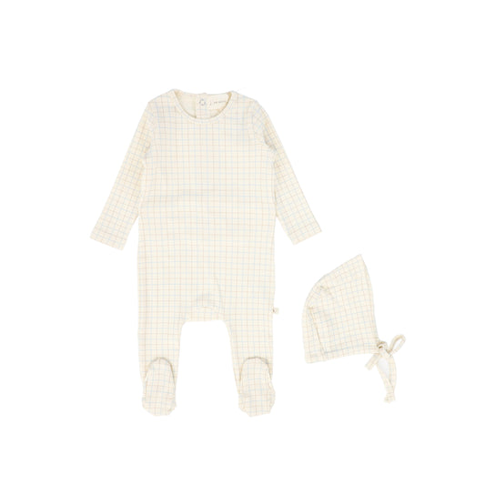 LAMOUR LOU BLUE/BROWN PLAID FOOTIE