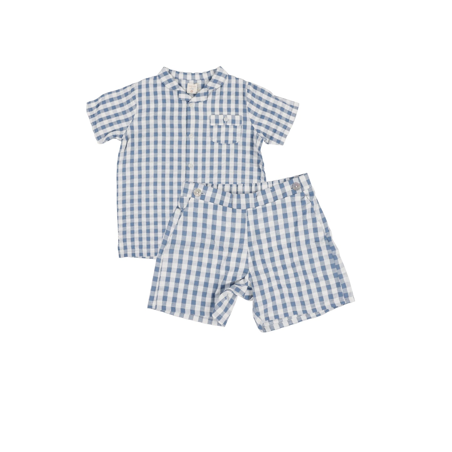 ANALOGIE BLUE GINGHAM COLLAR SHIRT SET