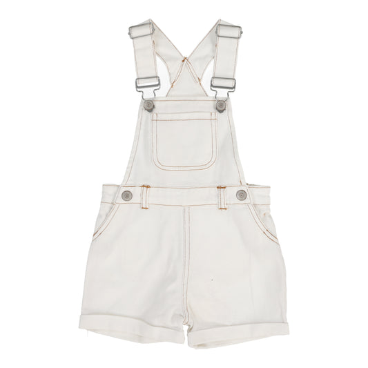 ANALOGIE WHITE DENIM STITCHED OVERALLS