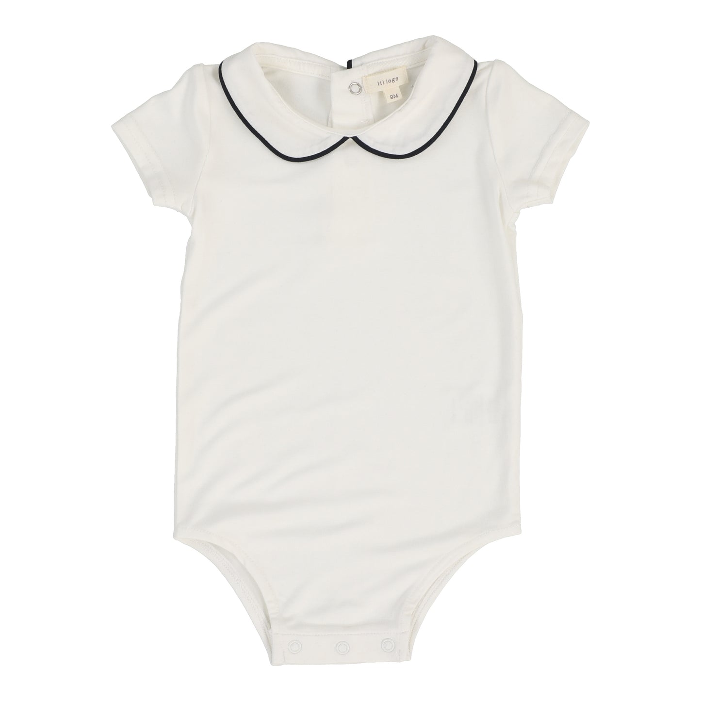 LIL LEGS WHITE/NAVY PETER PAN COLLAR ONESIE