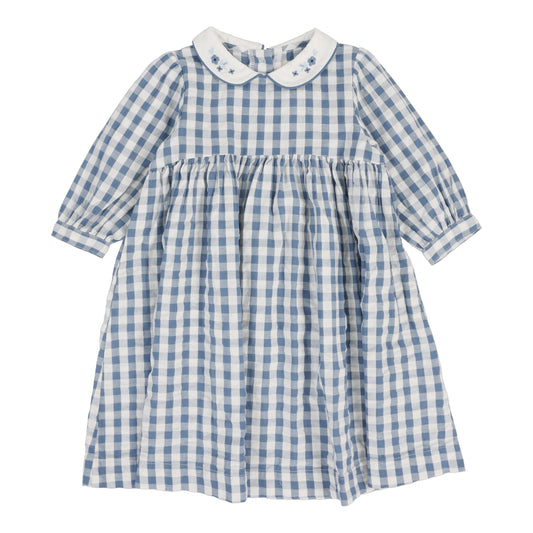 ANALOGIE BLUE GINGHAM PETER PAN COLLAR LS DRESS