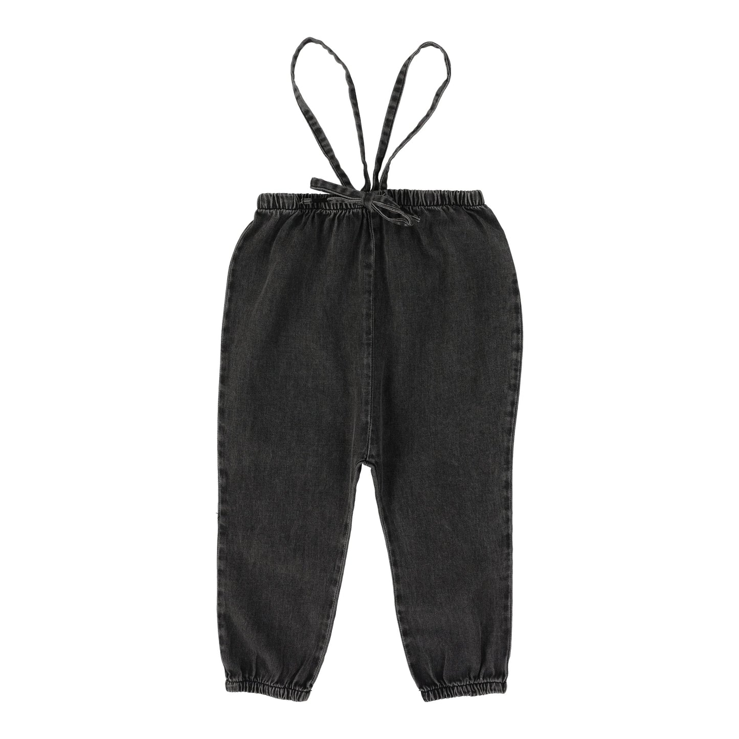 LIL LEGS BLACK WASH DENIM SUSPENDER PANTS