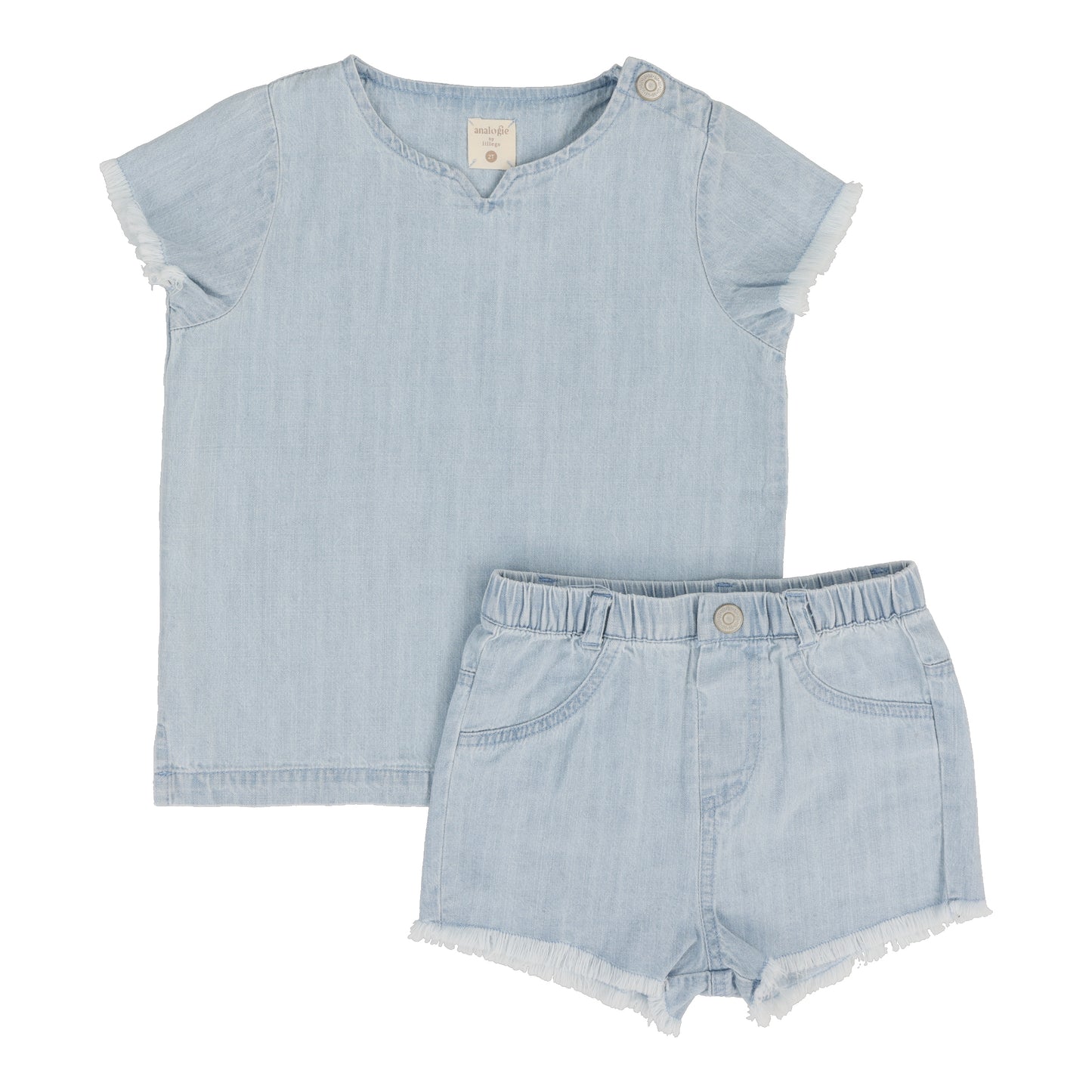 ANALOGIE LIGHT BLUE DENIM WASH FRINGE SET