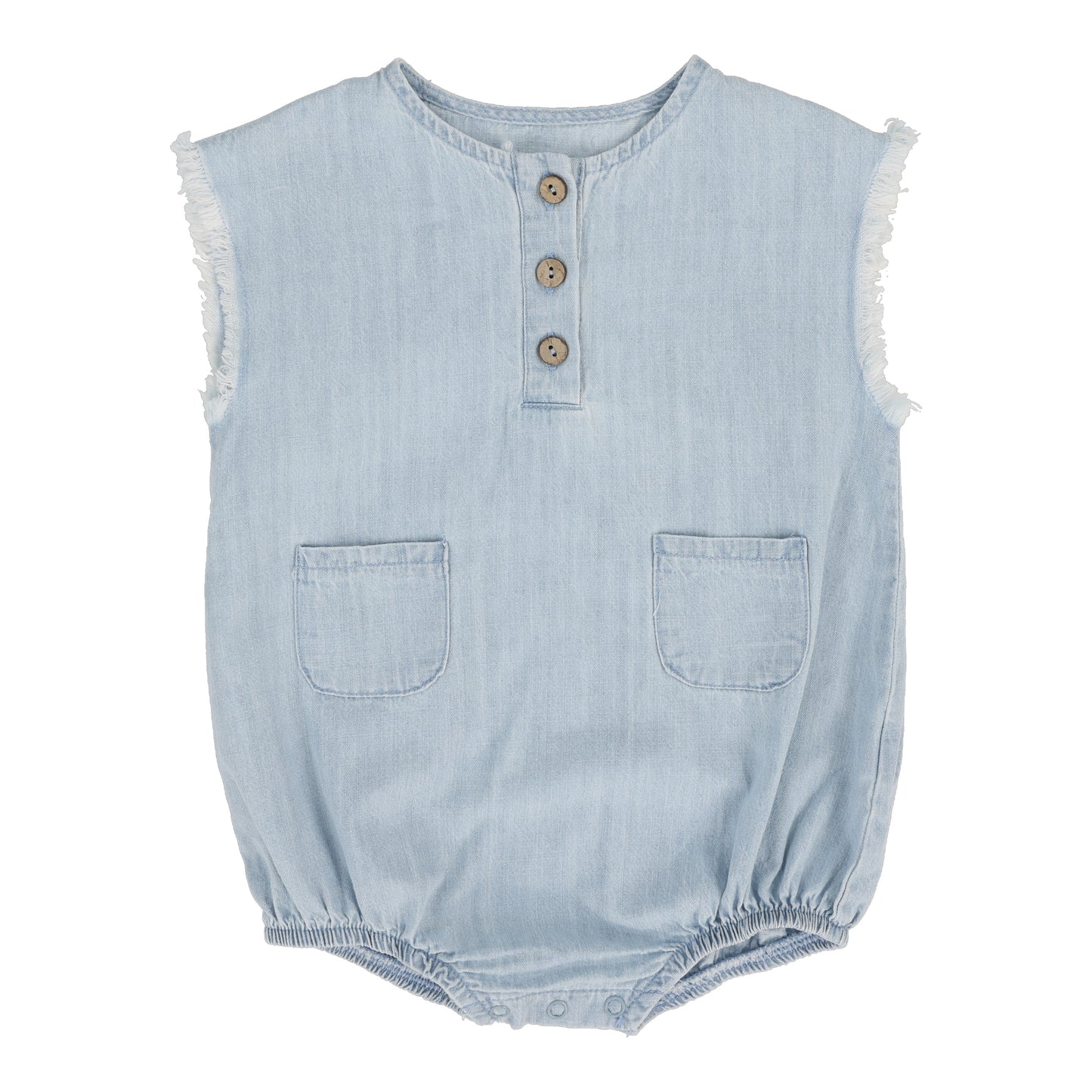 ANALOGIE LIGHT BLUE DENIM WASH FRINGE ROMPER