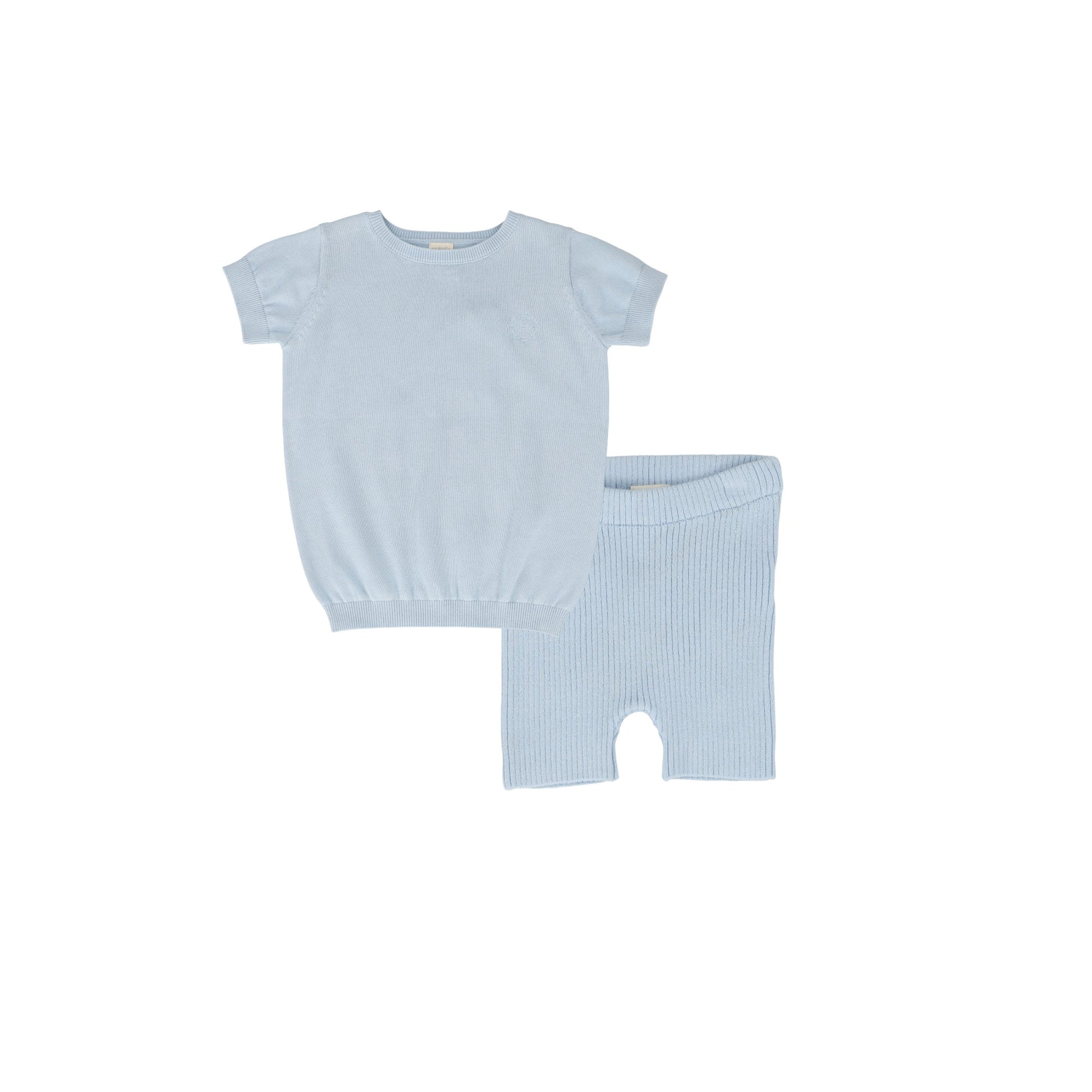 BLUE ¾ LENGTH LEGGING IN RIBBED KNIT, CHILD BLUE ¾ LENGTH LEGGING IN RIBBED KNIT, CHILD