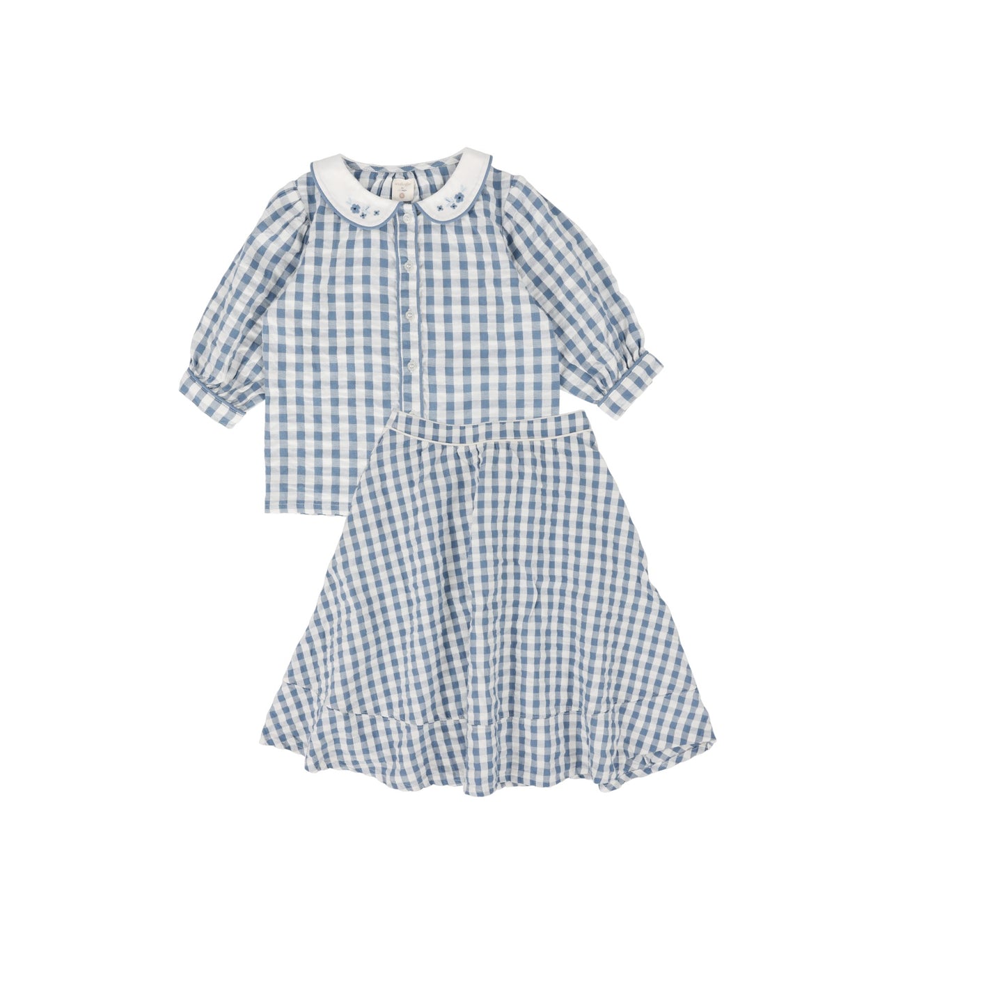 ANALOGIE BLUE GINGHAM PETER PAN COLLAR SET