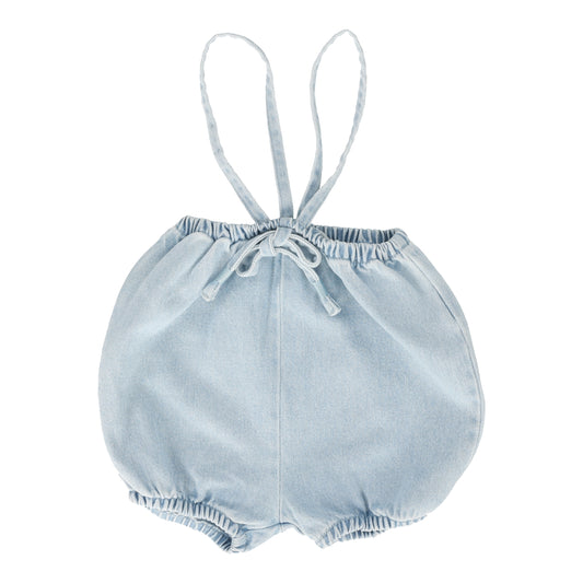 ANALOGIE LIGHT BLUE DENIM SUSPENDER SHORTS