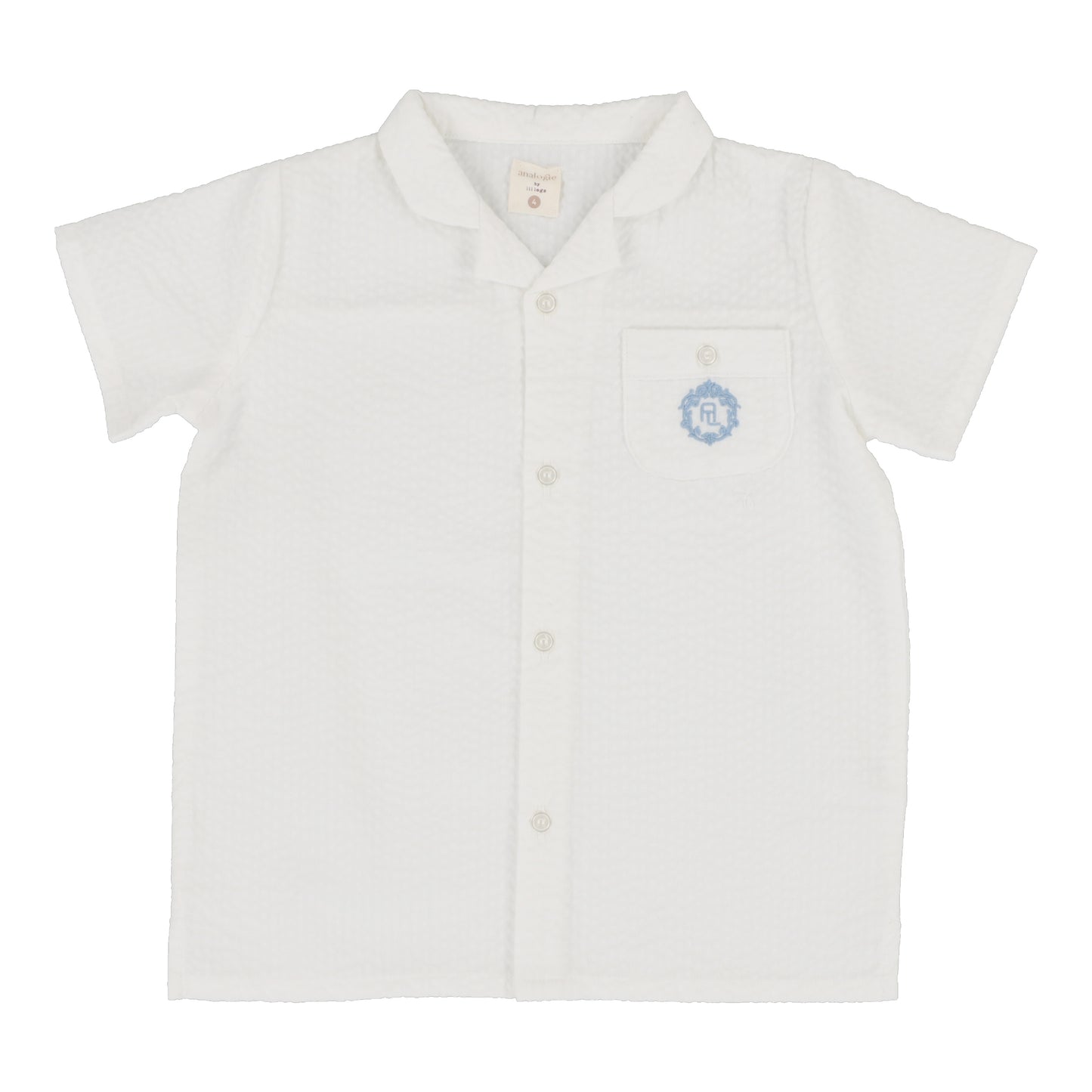 ANALOGIE WHITE/BLUE TEXTURED LOGO COLLAR SHIRT