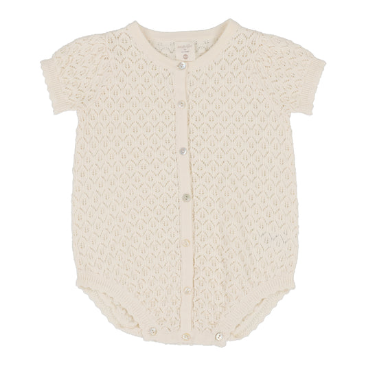 ANALOGIE CREAM TEXTURED KNIT SCALLOP ROMPER