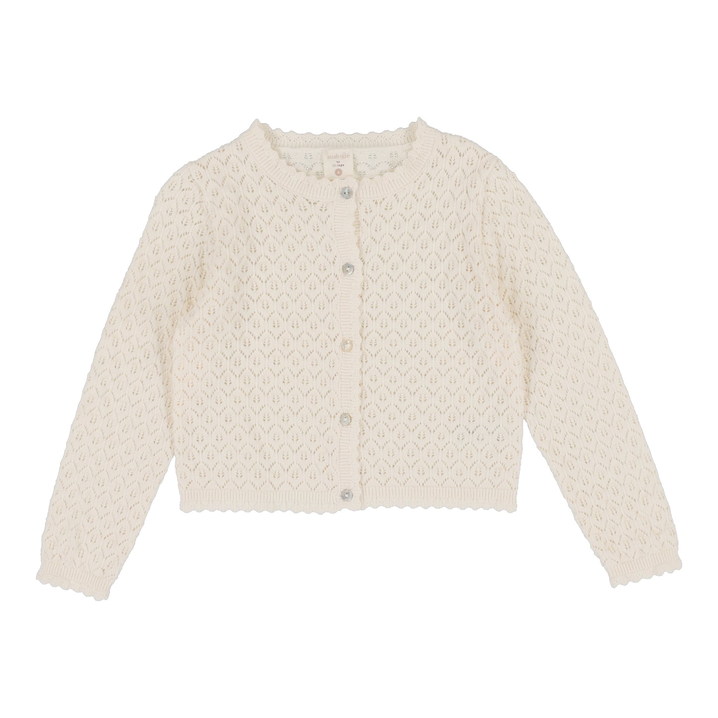 ANALOGIE CREAM TEXTURED KNIT SCALLOP CARDIGAN