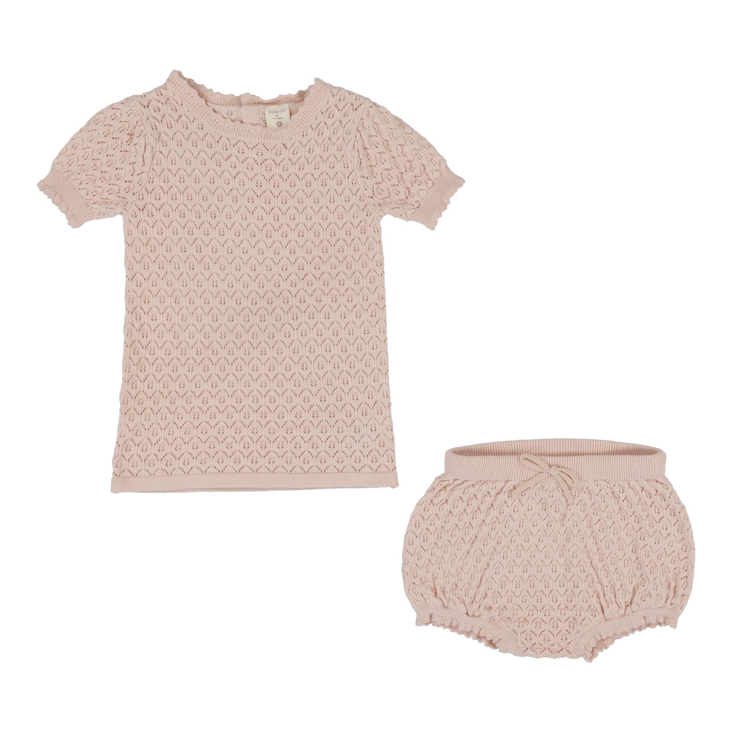 ANALOGIE PINK TEXTURED KNIT SCALLOP SET