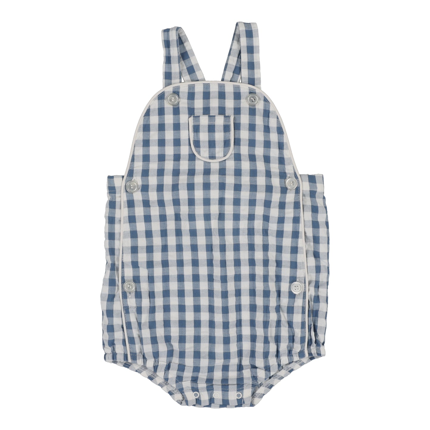 ANALOGIE BLUE GINGHAM POCKET ROMPER