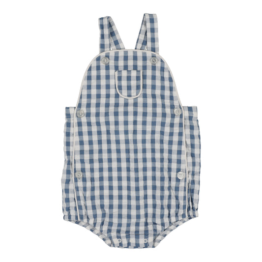 ANALOGIE BLUE GINGHAM POCKET ROMPER