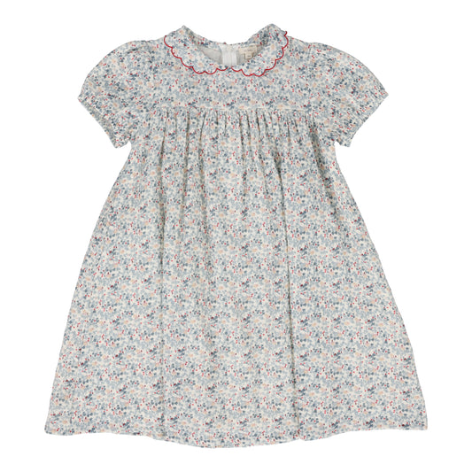 LIL LEGS BLUE FLORAL COLLAR DRESS