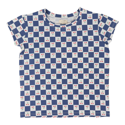 LIL LEGS BLUE CHECKED SS T-SHIRT