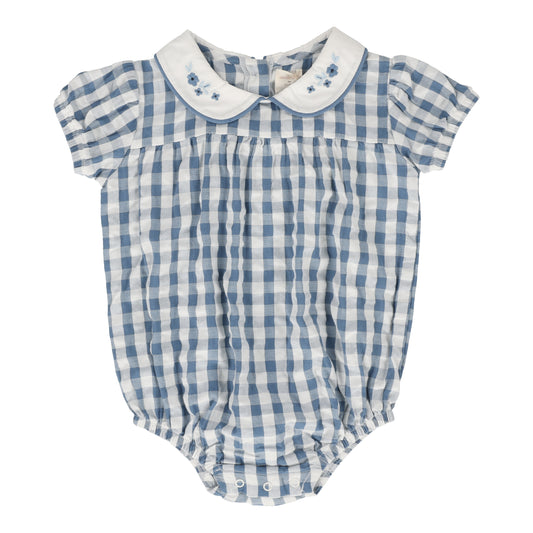 ANALOGIE BLUE GINGHAM PETER PAN COLLAR ROMPER