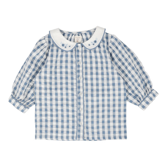 ANALOGIE BLUE GINGHAM PETER PAN COLLAR SHIRT