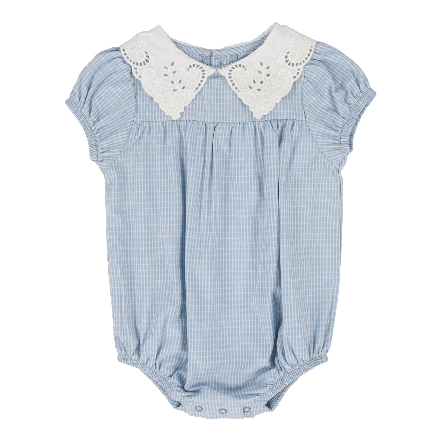 ANALOGIE BLUE WINDOWPANE COLLAR ROMPER