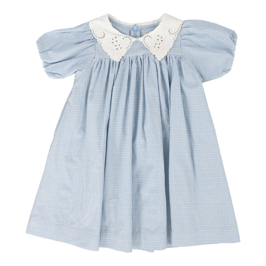 ANALOGIE BLUE WINDOWPANE COLLAR SS DRESS