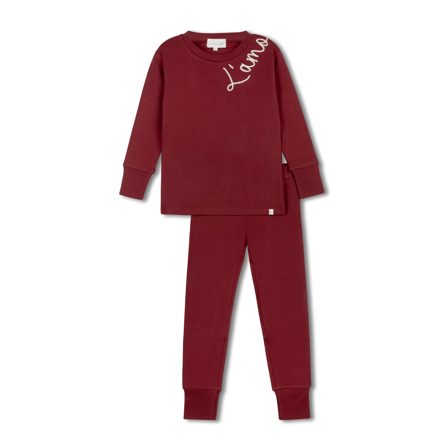L'AMOUR LOU DEEP RED ROPE EMBROIDERED PAJAMA