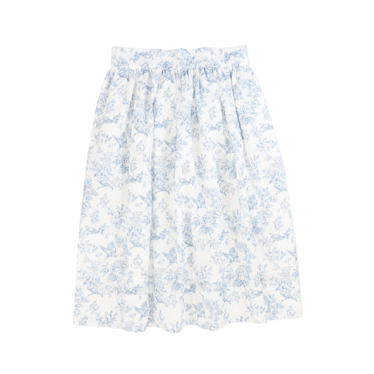 COSMOSOPHIE BLUE FLORAL LACE TRIM SKIRT