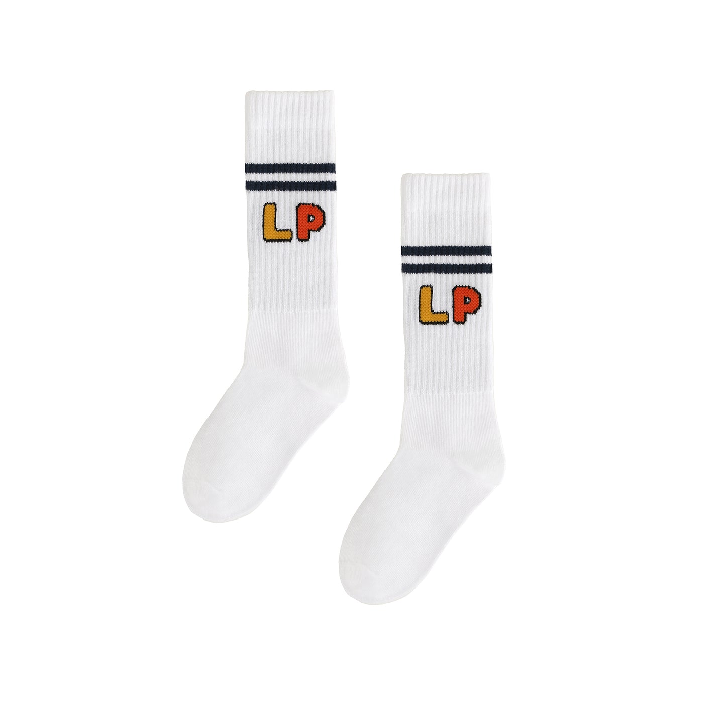 LITTLE PARNI WHITE/NAVY LOGO KNEE SOCKS