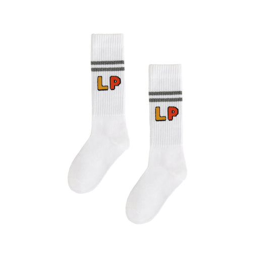 LITTLE PARNI WHITE/GREY LOGO KNEE SOCKS