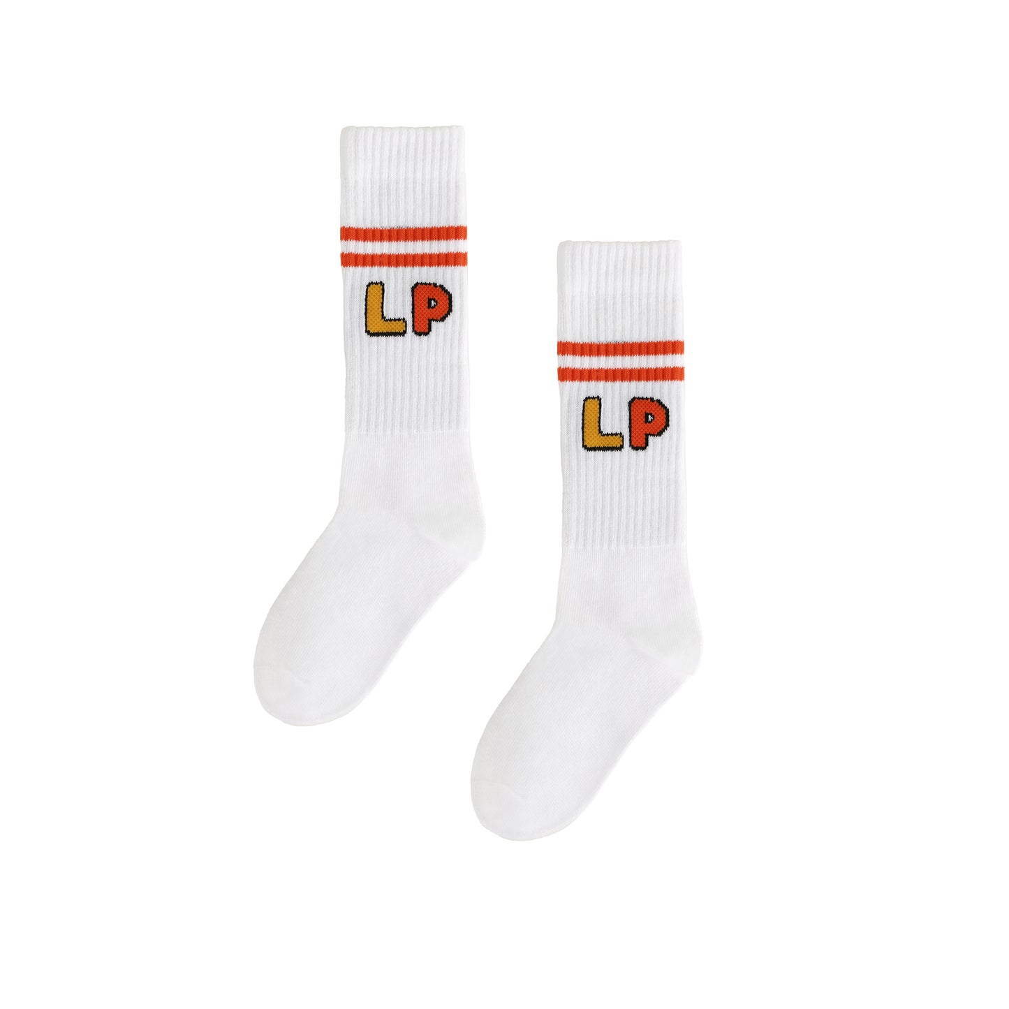 LITTLE PARNI WHITE/ORANGE LOGO KNEE SOCKS