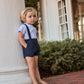 LITTLE PARNI NAVY SUSPENDER SHORTS