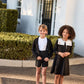 LITTLE PARNI BLACK/WHITE BIB COLLAR DRESS