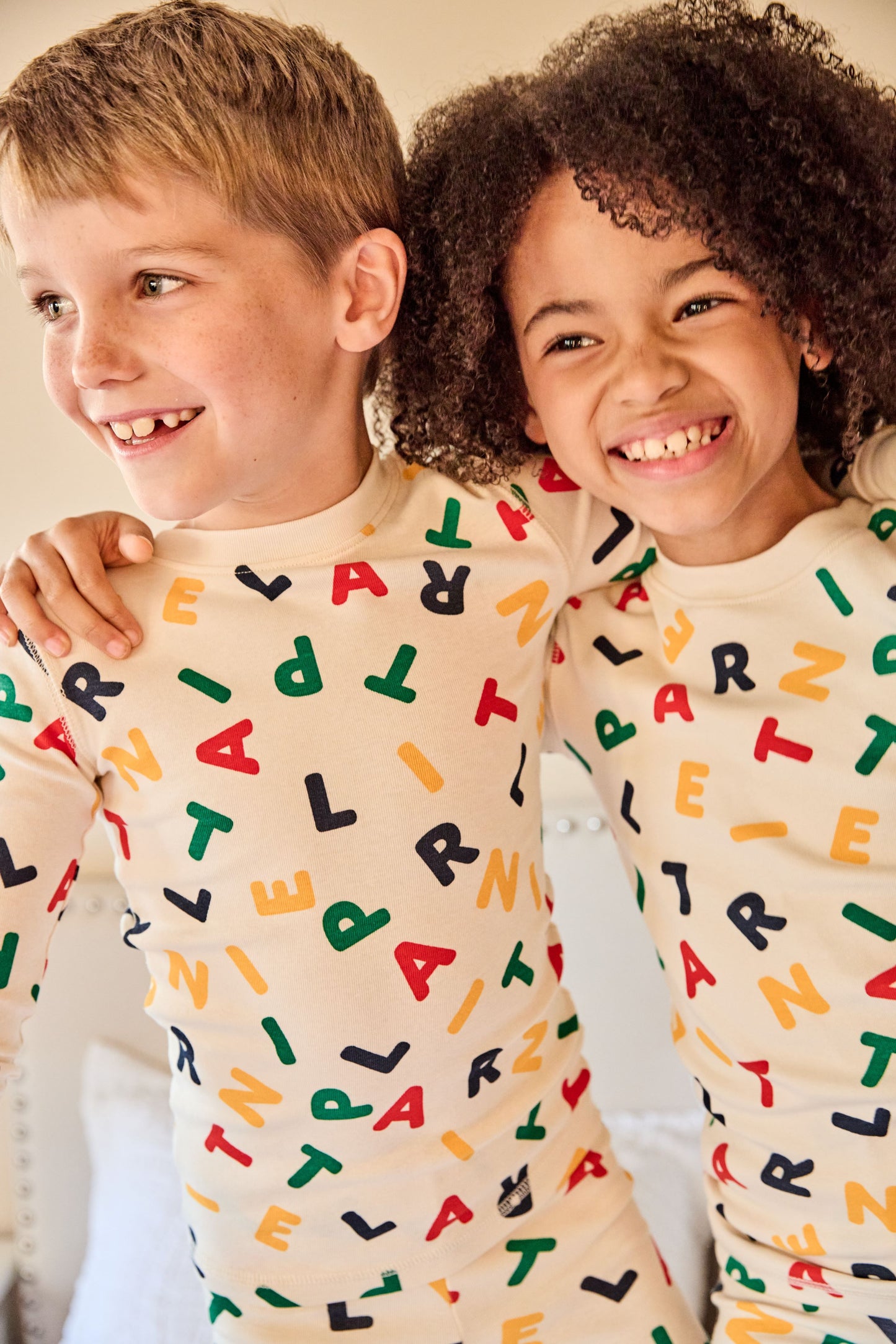 LITTLE PARNI CREAM ALPHABET PAJAMA SET