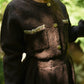 LRDM PETITS BROWN KNIT RUFFLE TRIM POCKET CARDIGAN