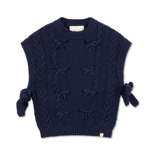 LRDM PETITS NAVY BOW DESIGN KNIT VEST