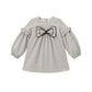 LRDM PETITS GREY GATHERED BOW DRESS
