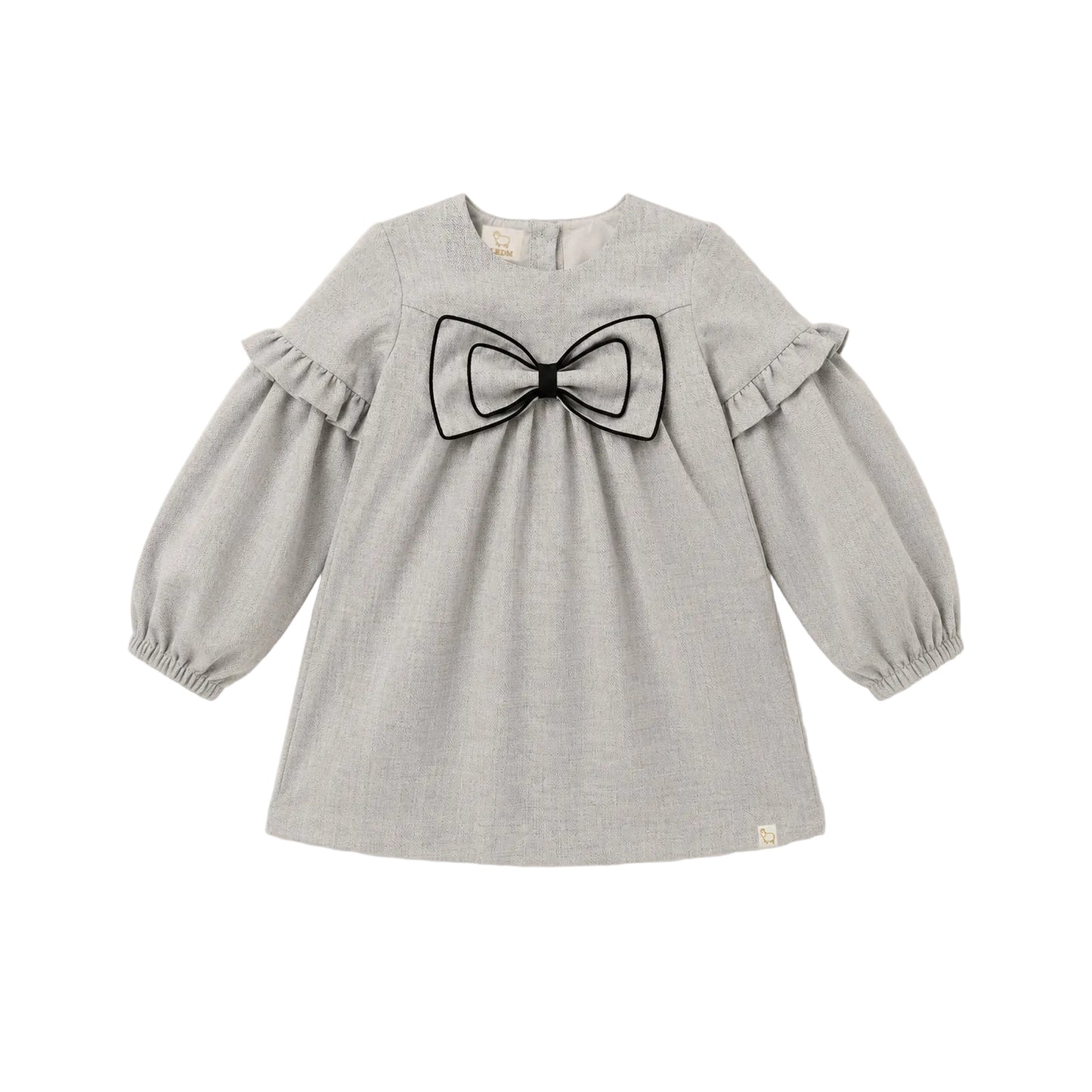 LRDM PETITS GREY GATHERED BOW DRESS
