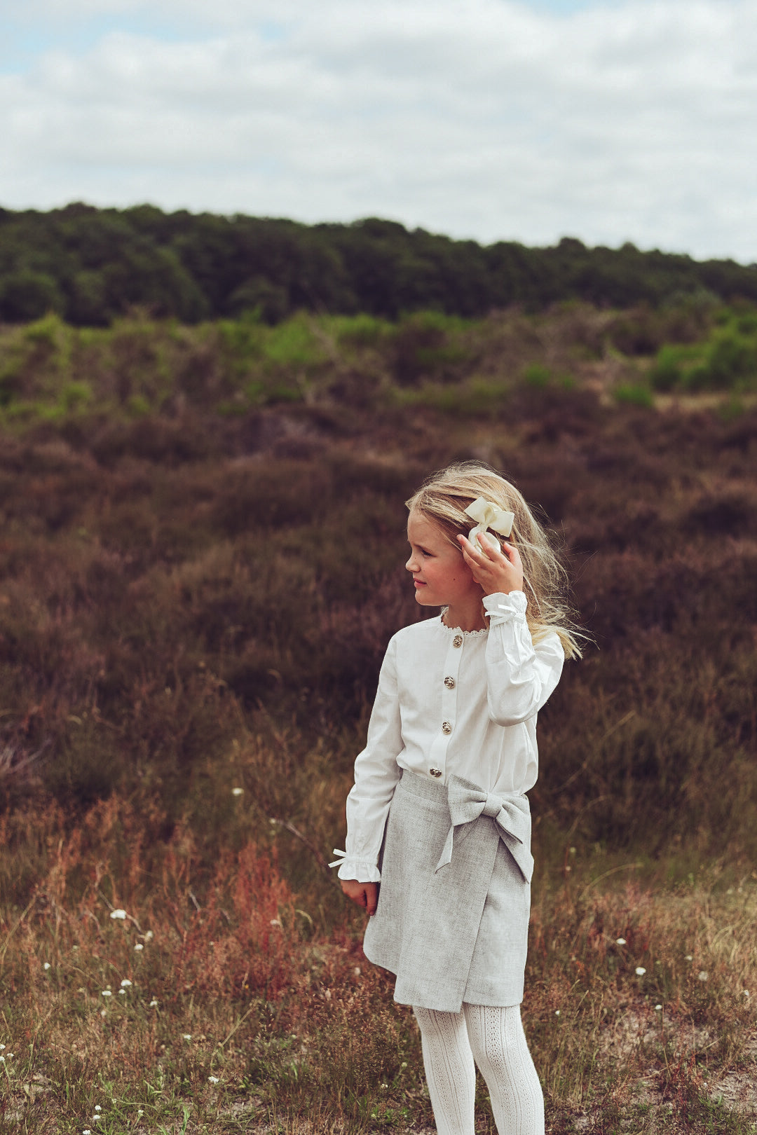 LRDM PETITS GREY BOW WRAP SKIRT